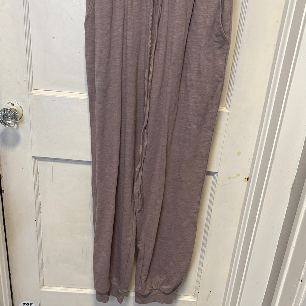 Three Bird Nest Mocha Tan Brown Long Sleeve Jumpsuit Cardigan Set Large - Picture 9 of 16